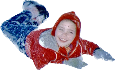 Bild på Marie som liten i snön
